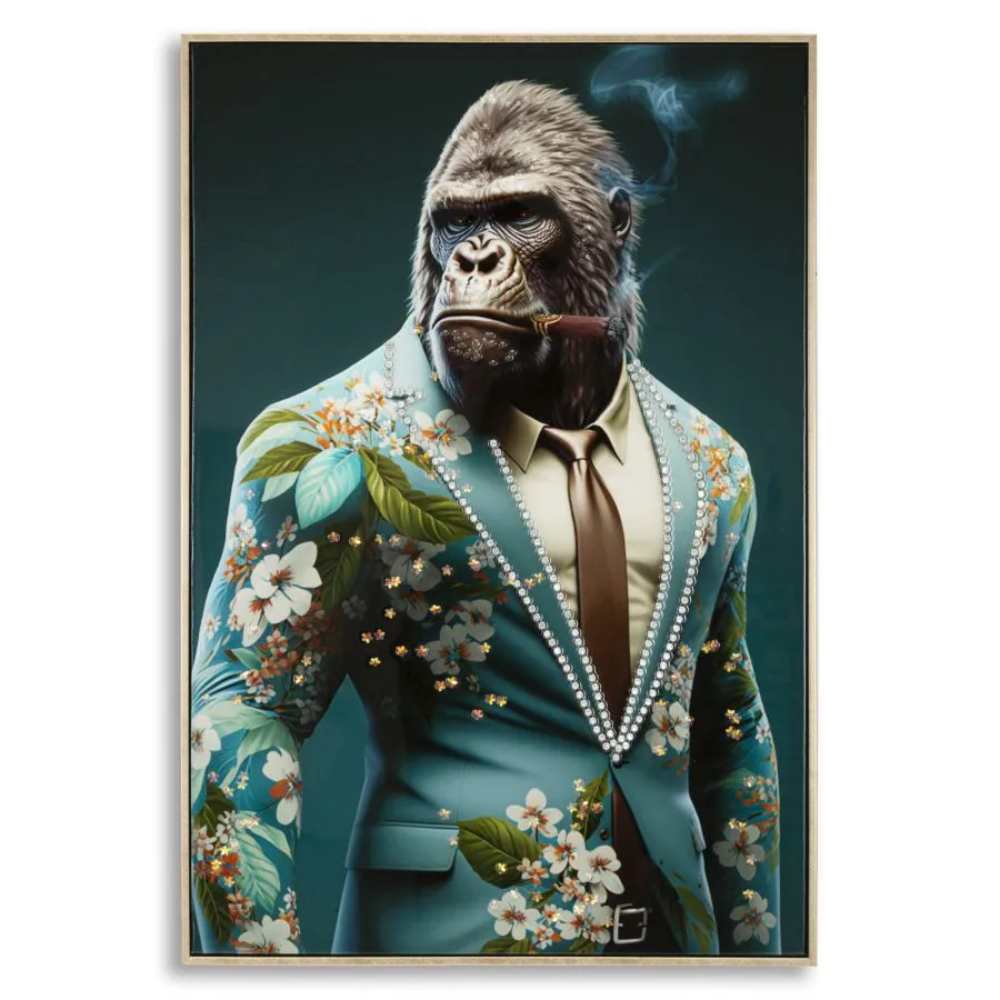 MALOWANY OBRAZ NA PŁÓTNIE LAKIEROWANY KONGY -B- Z RAMĄ 62X4X92 cm